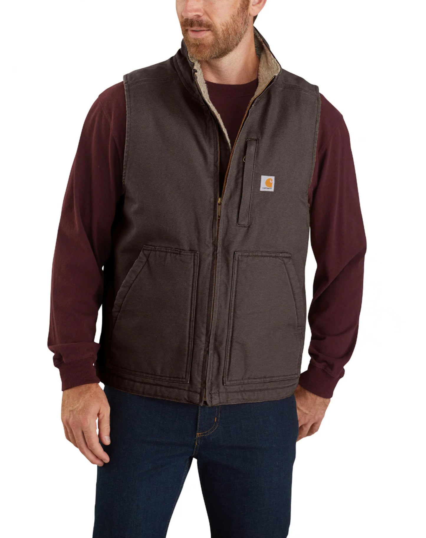 Carhartt 104277 Washed Duck Sherpa-Lined Mock-Neck Vest
