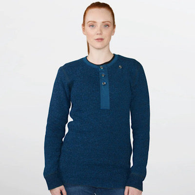 Stanfield's 1315W Wool Henley L/S Shirt Blue (NEW) - Deakin Industries
