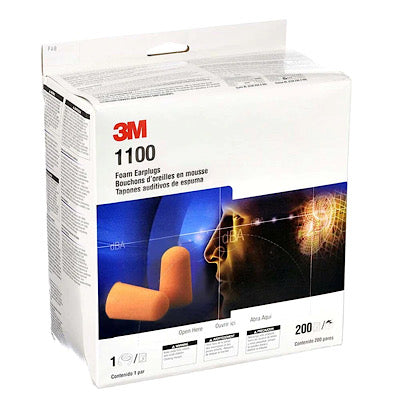3M 1100 Foam Earplugs 200/BX - Deakin Industries