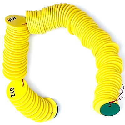 PLASTIC Disc Tags 1.5" Yellow Numbered 1-100 - Deakin Industries