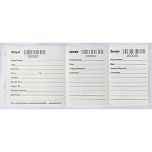 TYVEK Sample Tags Numbered/Barcode 3-Part / 50 per book