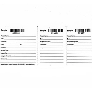 TYVEK Sample Tags Numbered/Barcode 3-Part / 50 per book