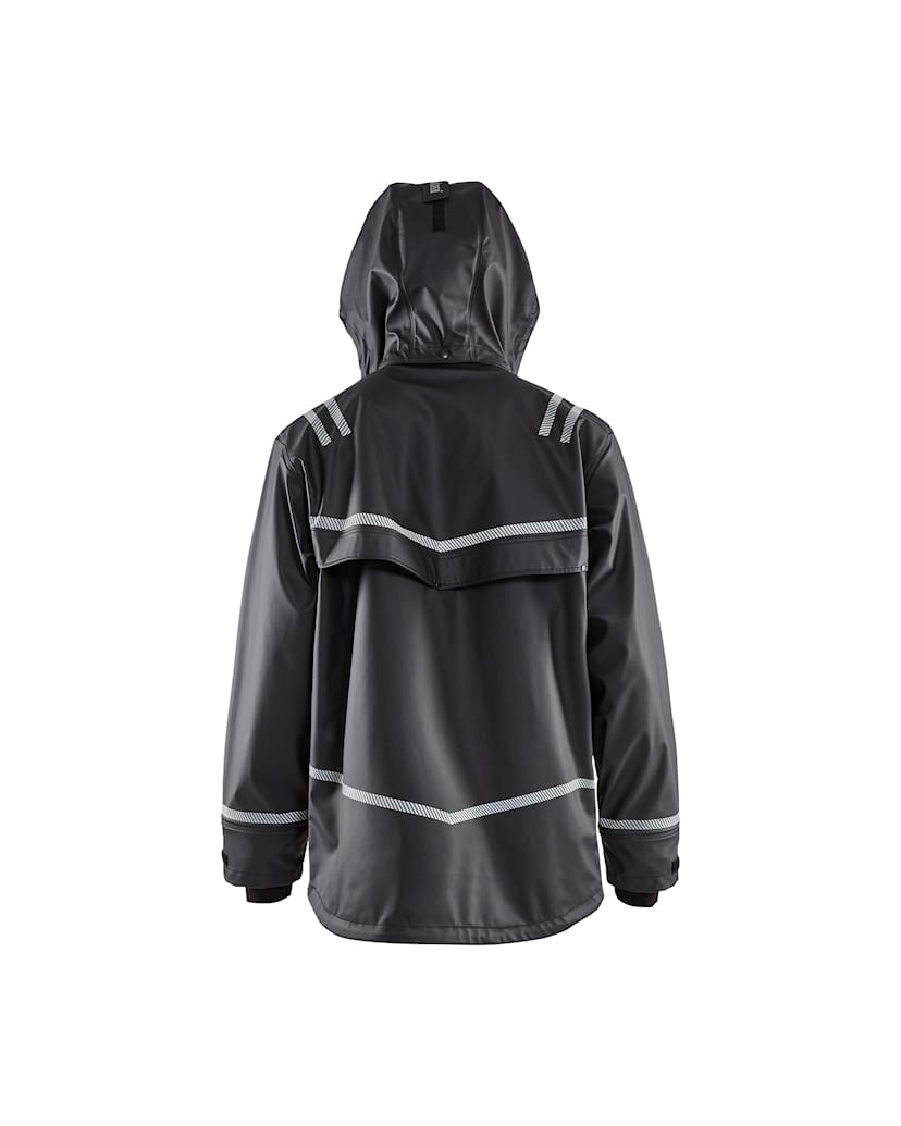 BLAKLADER 4317 Hooded Rain Jacket with Reflective Details Black