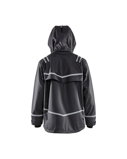 BLAKLADER 4317 Hooded Rain Jacket with Reflective Details Black