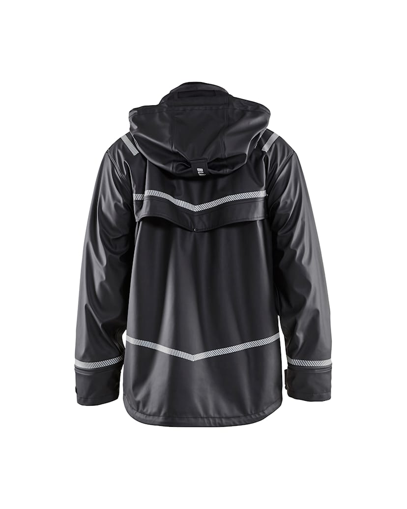 BLAKLADER 4317 Hooded Rain Jacket with Reflective Details Black