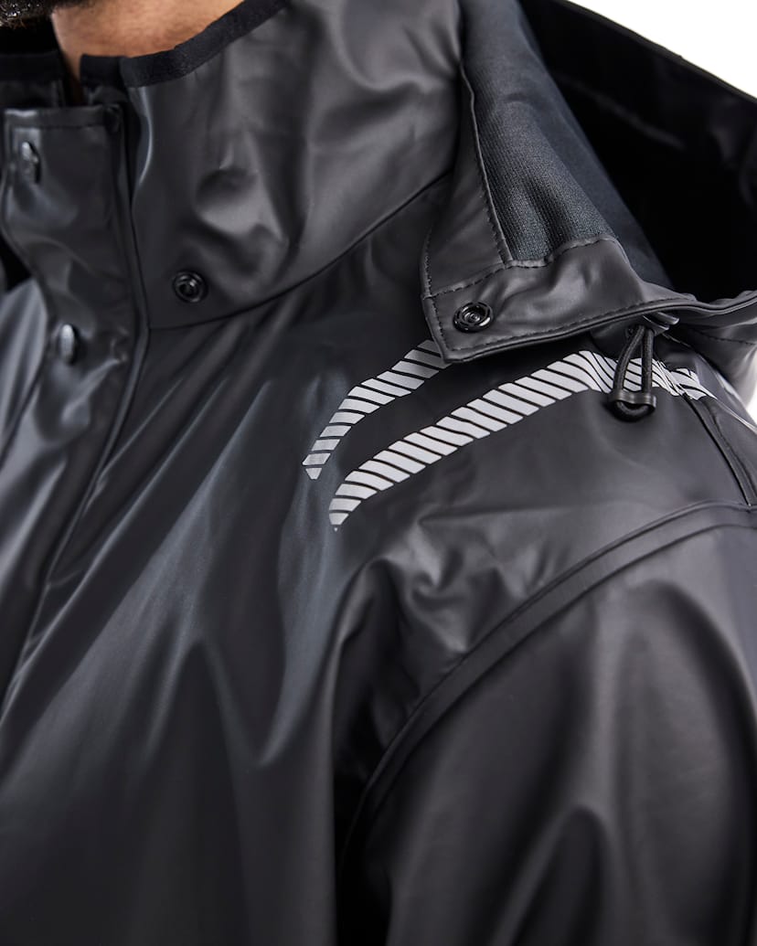 BLAKLADER 4317 Hooded Rain Jacket with Reflective Details Black