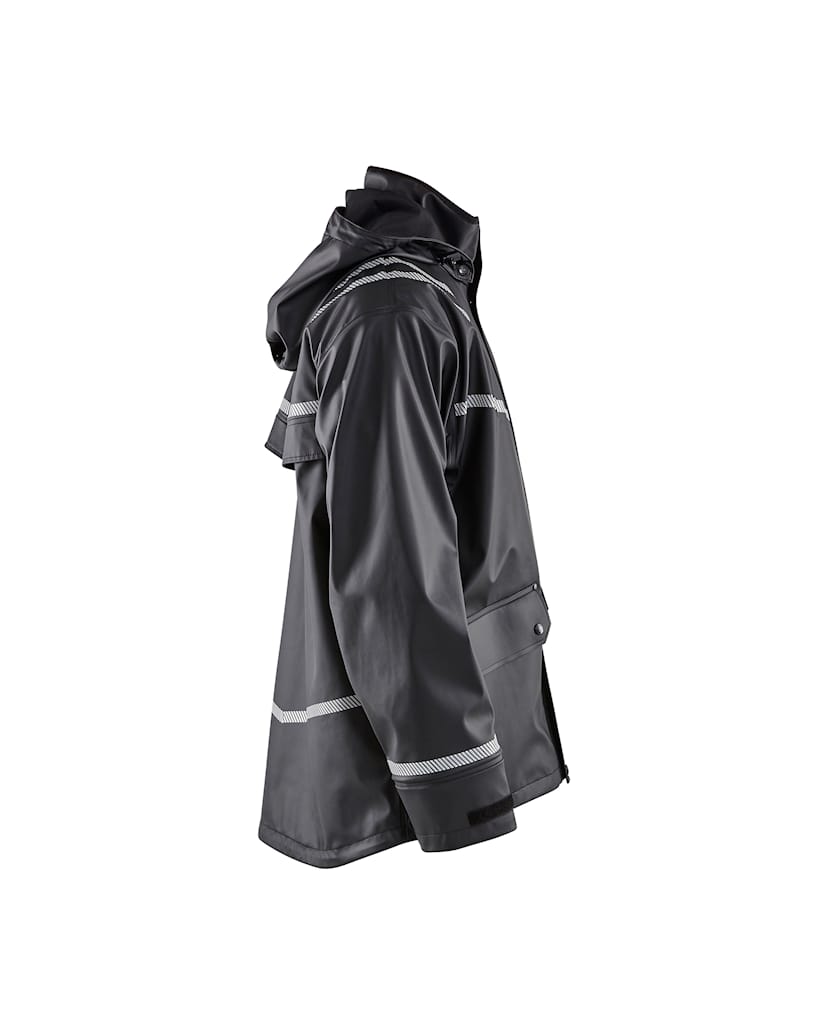 BLAKLADER 4317 Hooded Rain Jacket with Reflective Details Black