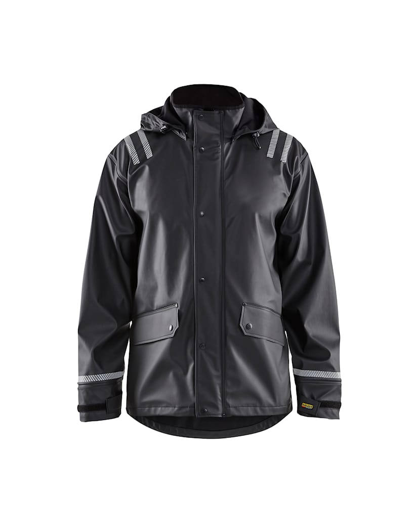 BLAKLADER 4317 Hooded Rain Jacket with Reflective Details Black
