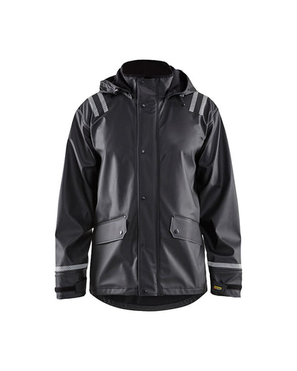 BLAKLADER 4317 Hooded Rain Jacket with Reflective Details Black