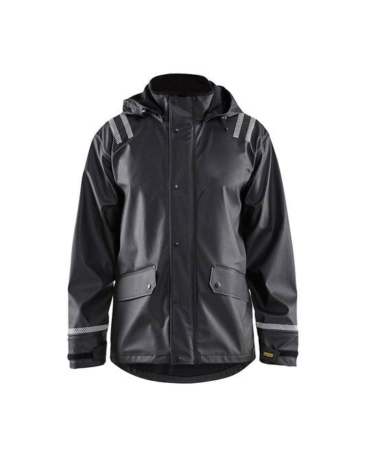 BLAKLADER 4317 Hooded Rain Jacket with Reflective Details Black