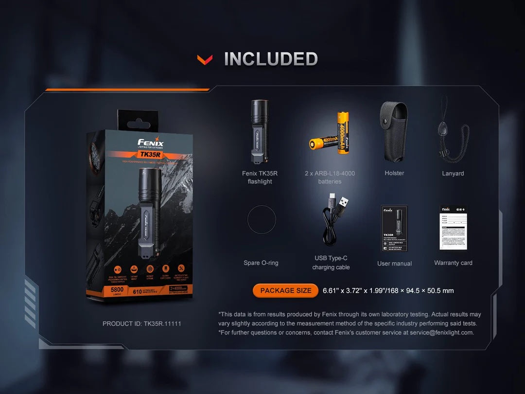 Fenix TK35R Rechargeable Tactical Flashlight / 5800 Lumens