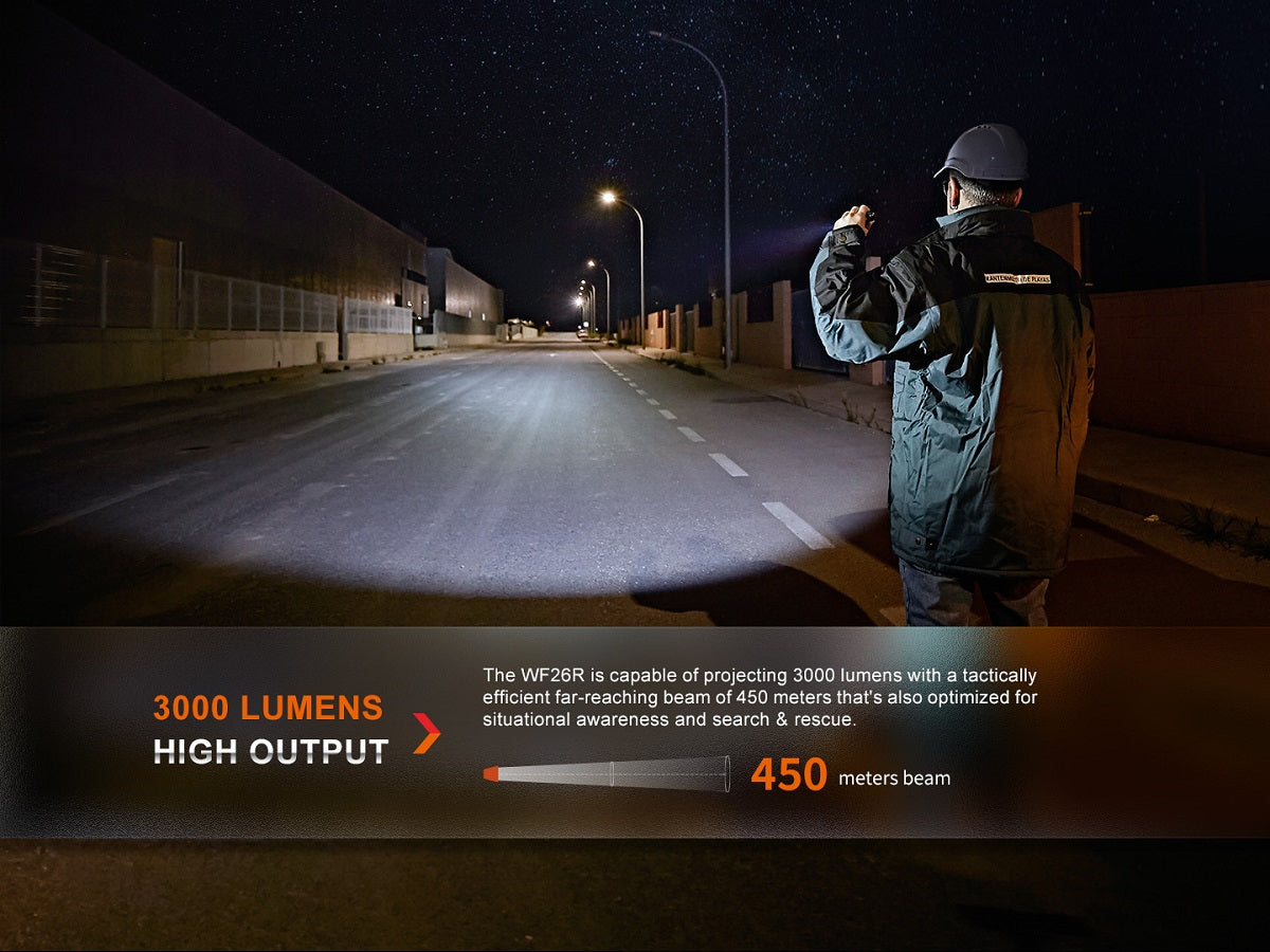 Fenix WF26R Rechargeable Flashlight With Charging Dock / 3000 Lumens