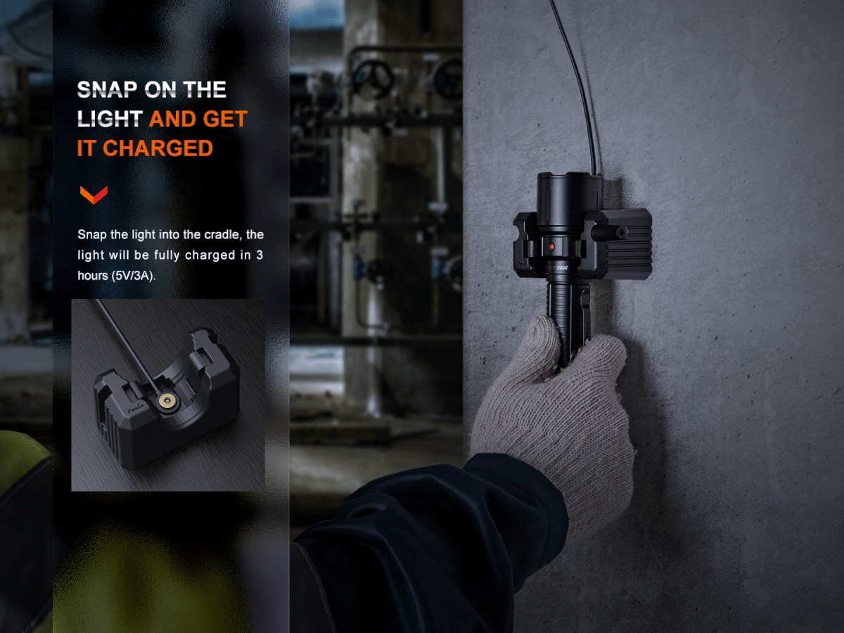 Fenix WF26R Rechargeable Flashlight With Charging Dock / 3000 Lumens