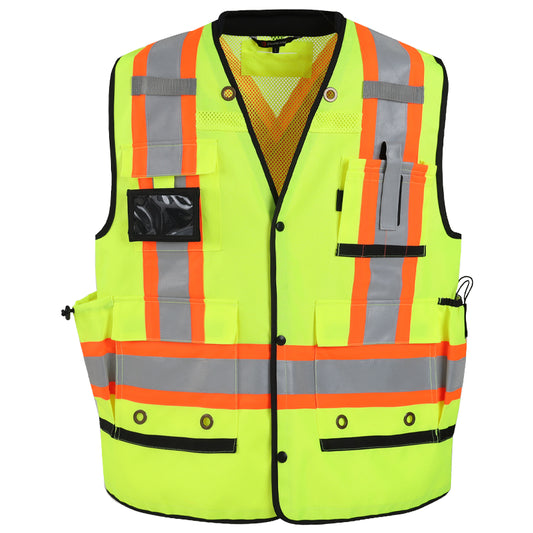 GROUND FORCE TV91 Hi-Vis Antimicrobial Mesh-Back Surveyor Vest