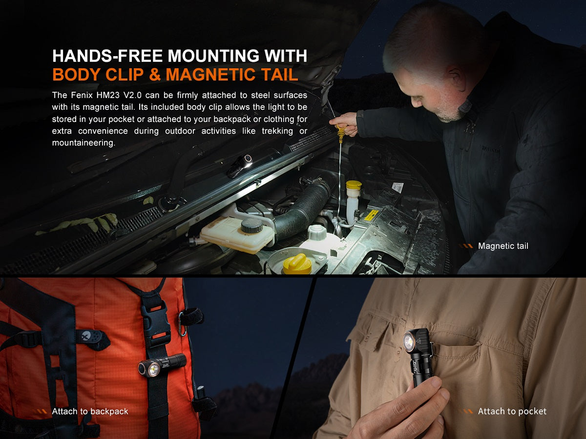 Fenix HM23 V2.0 Compact Multipurpose HeadLamp / 300 Lumens