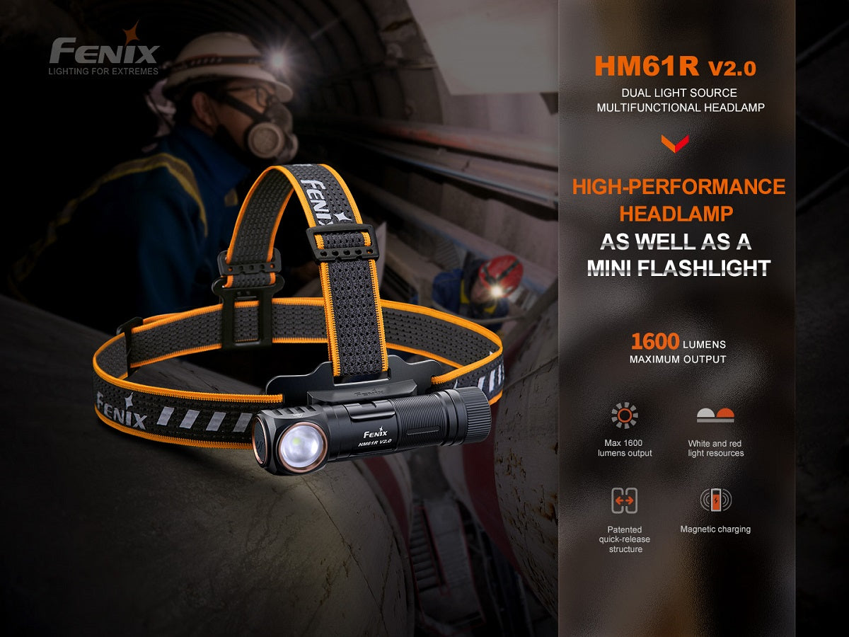 Fenix HM61R V2.0 Multifunctional Rechargeable Headlamp / 1600 Lumens