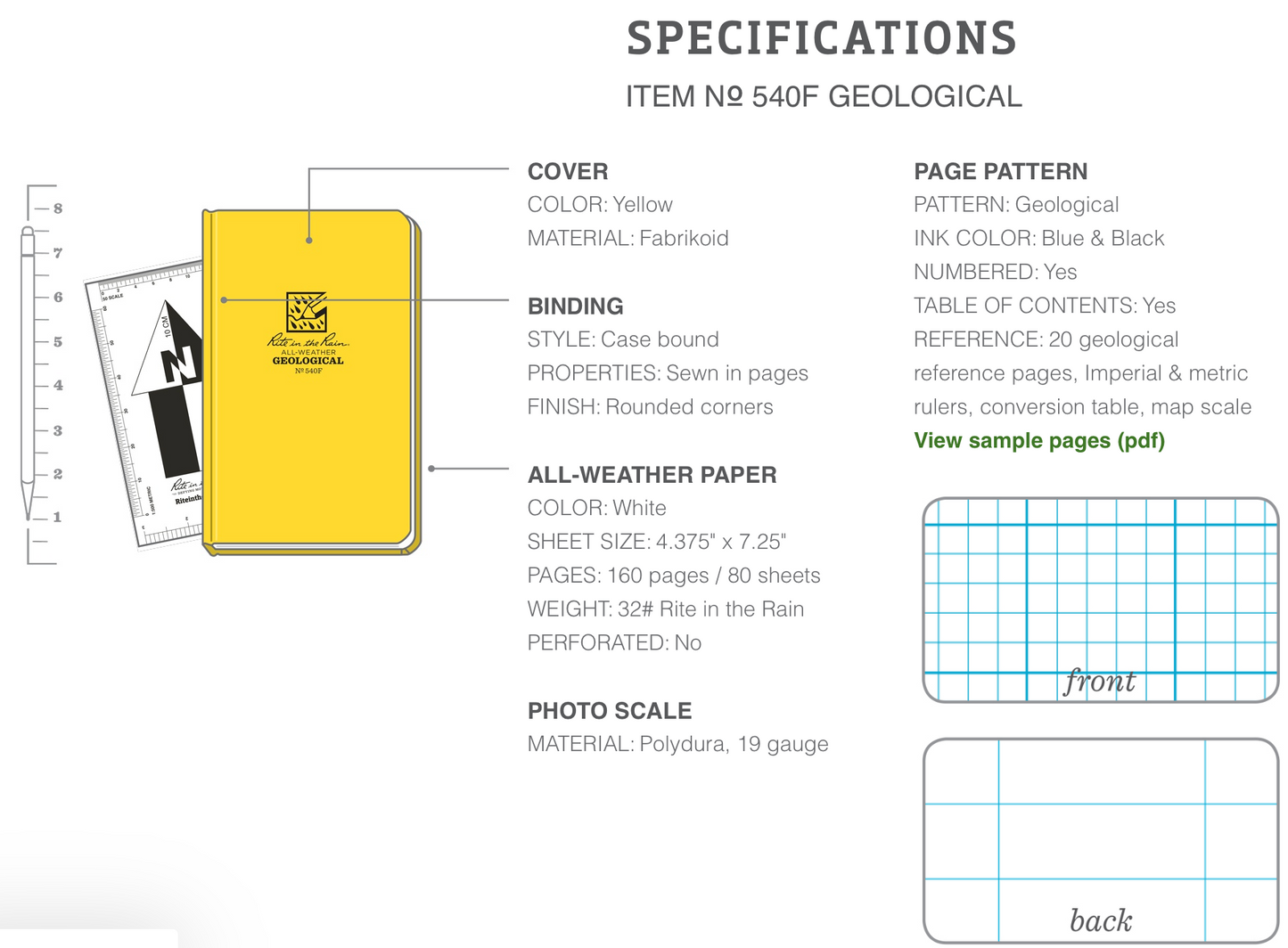 RITE IN THE RAIN 540F Geological Bound Book