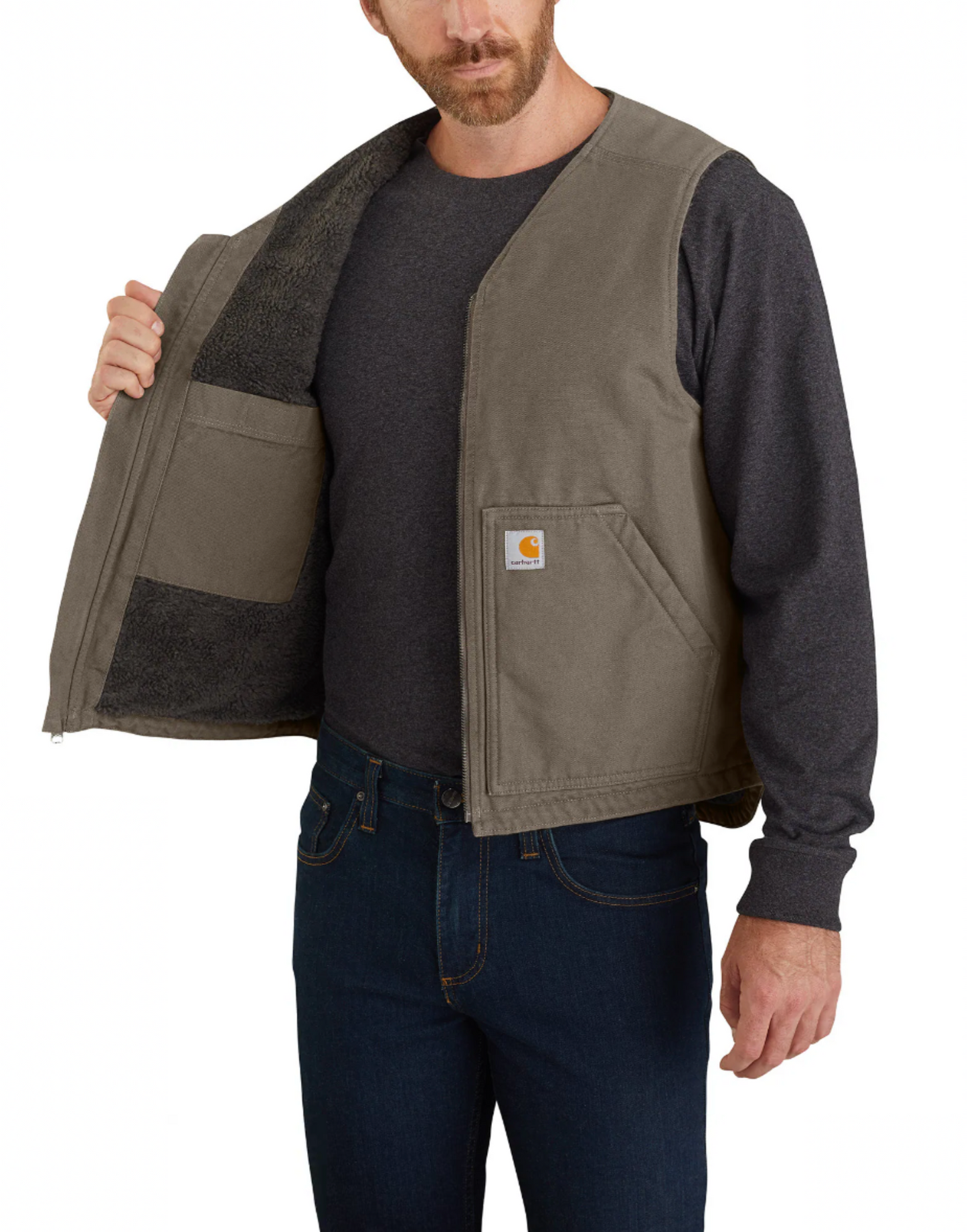 CARHARTT 104394 RELAXED FIT WASHED DUCK SHERPA-LINED VEST