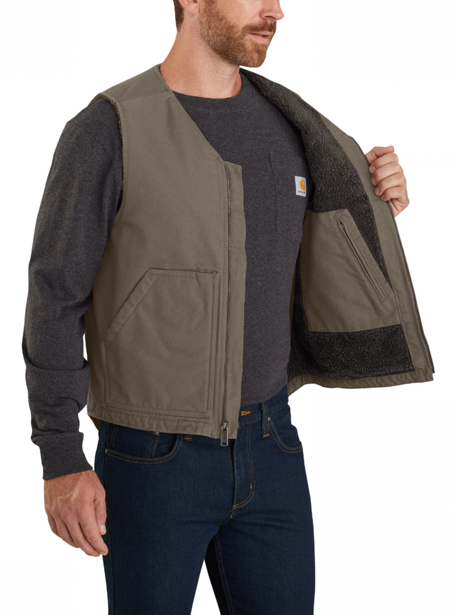 CARHARTT 104394 RELAXED FIT WASHED DUCK SHERPA-LINED VEST