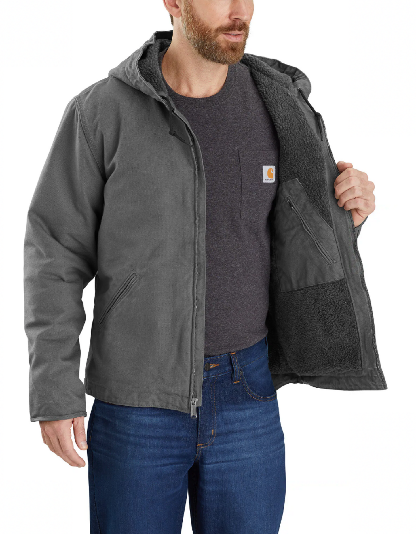 CARHARTT 104392 RELAXED FIT WASHED DUCK SHERPA-LINED JACKET