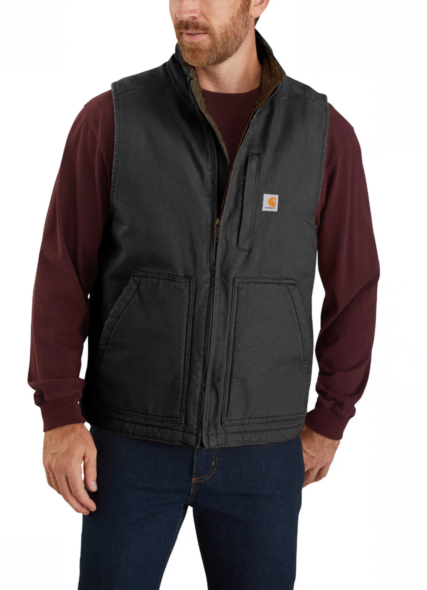 Carhartt 104277 Washed Duck Sherpa-Lined Mock-Neck Vest