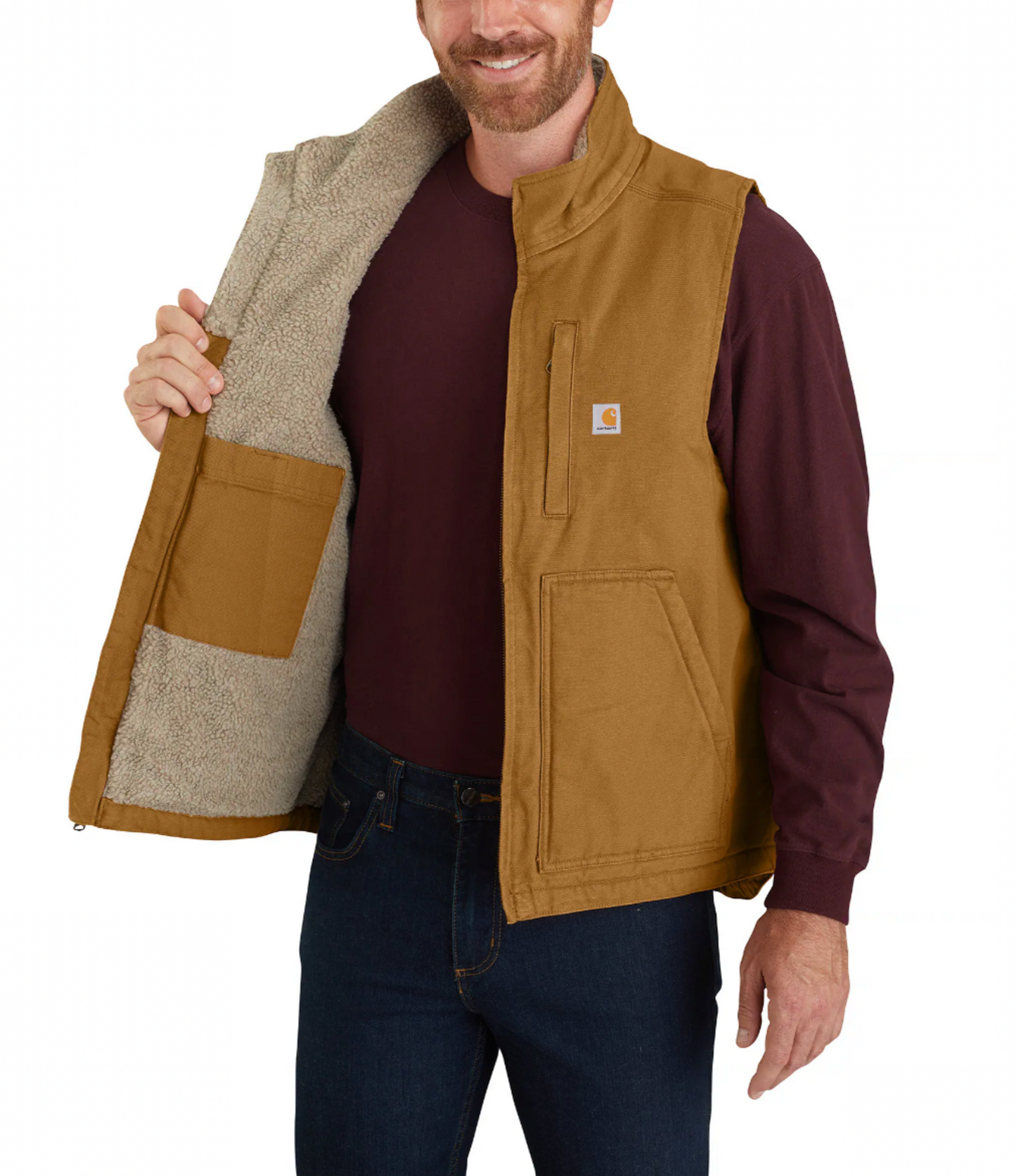 Carhartt 104277 Washed Duck Sherpa-Lined Mock-Neck Vest