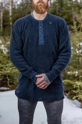 Stanfield's 1328 Heritage Heavy Weight Wool Henley Blue