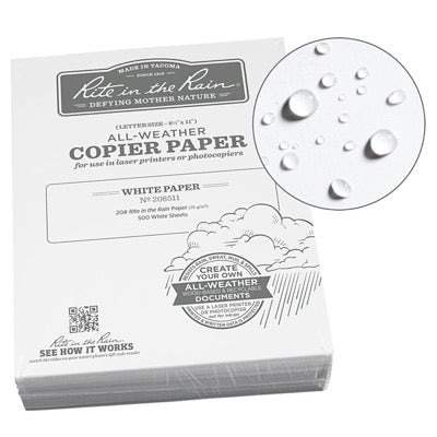 RITE IN THE RAIN 208511 All-Weather Copier Paper (8.5"x11") 500 Sheet Pack - Deakin Industries