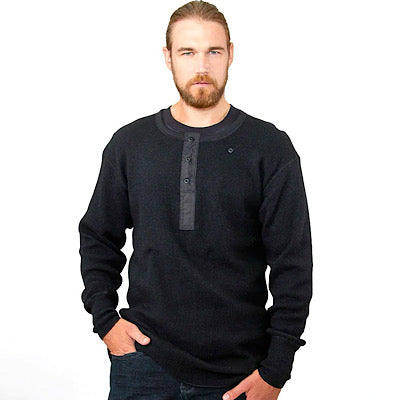 Stanfield's 1315L Wool Henley With Liner Black (NEW) - Deakin Industries